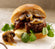 Black Bomber Surprise Burger topped with Garlic Mushrooms