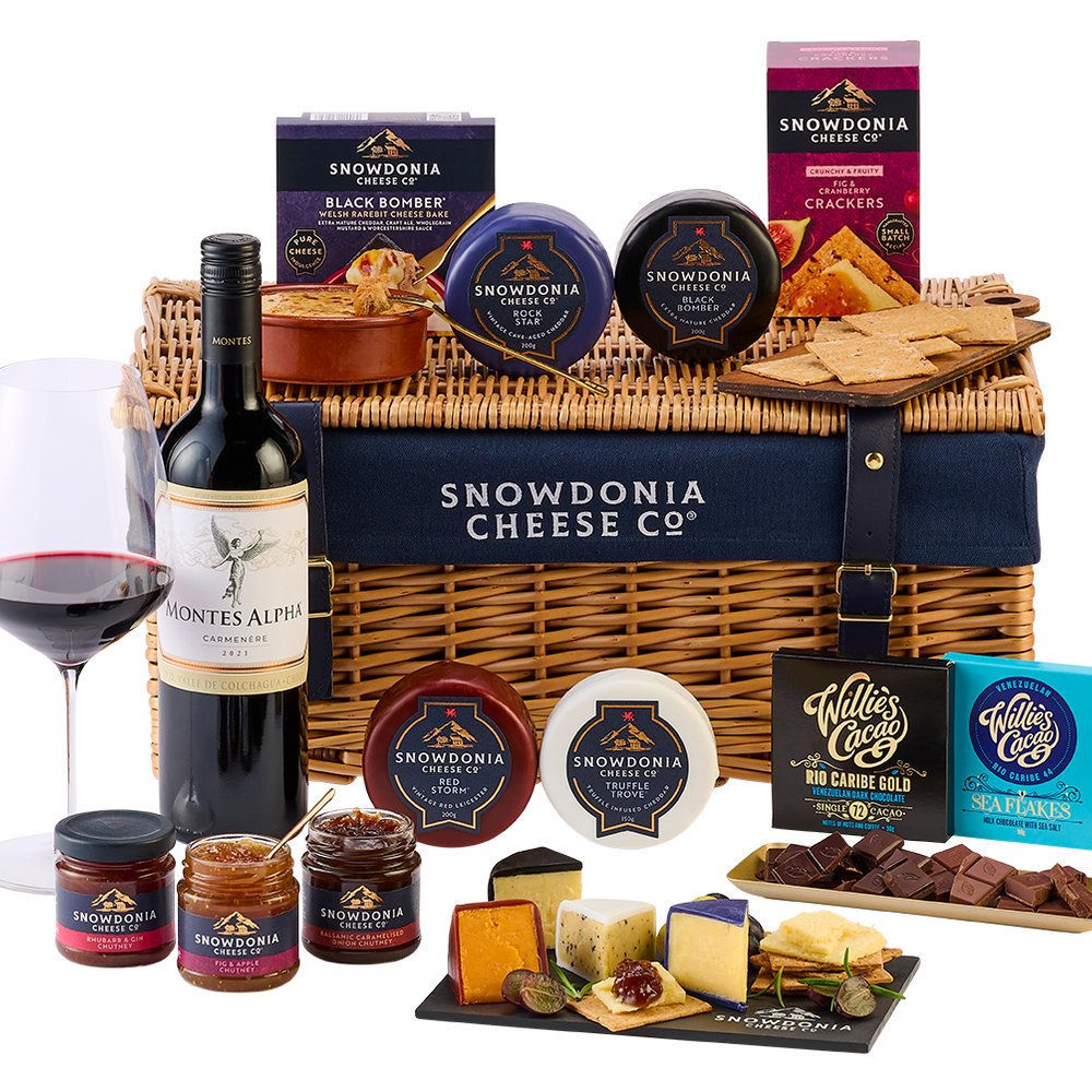 Cheese Selection & Wine Wicker Hamper