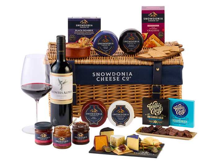 Cheese Selection & Wine Wicker Hamper